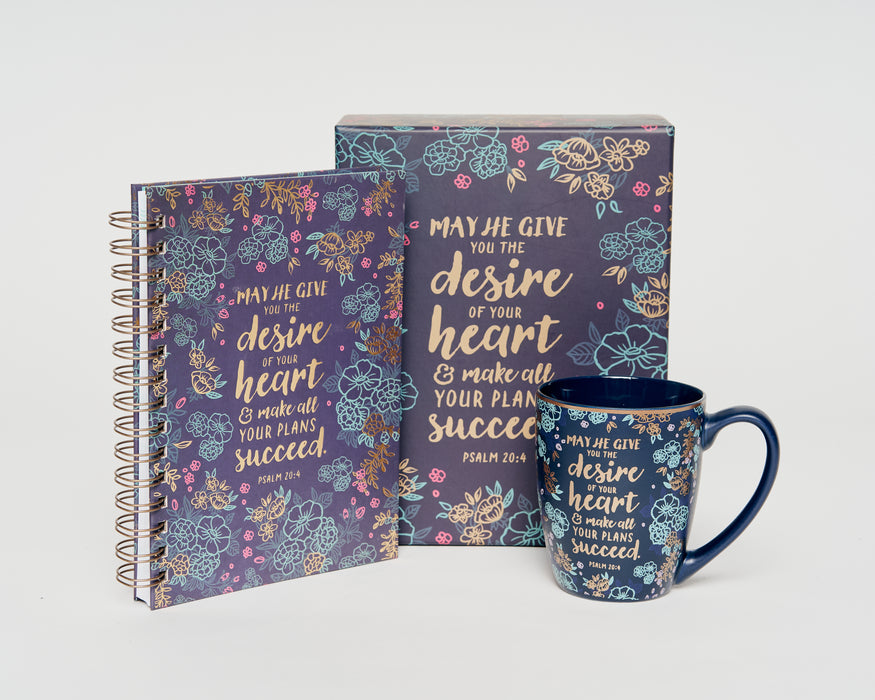 Desire of Your Heart Mug and Journal Boxed Gift Set for Women - Psalm 20:4