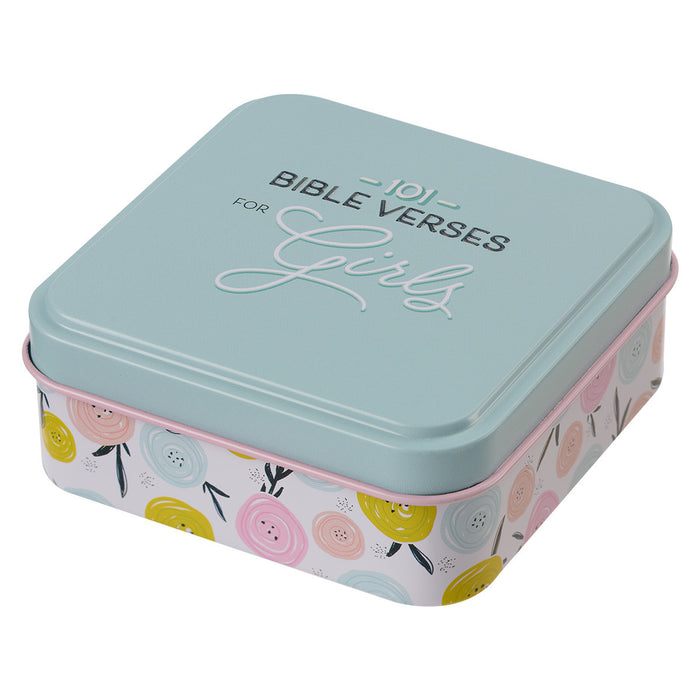 101 Bible Verses For Girls Blue Scripture Cards in a Tin