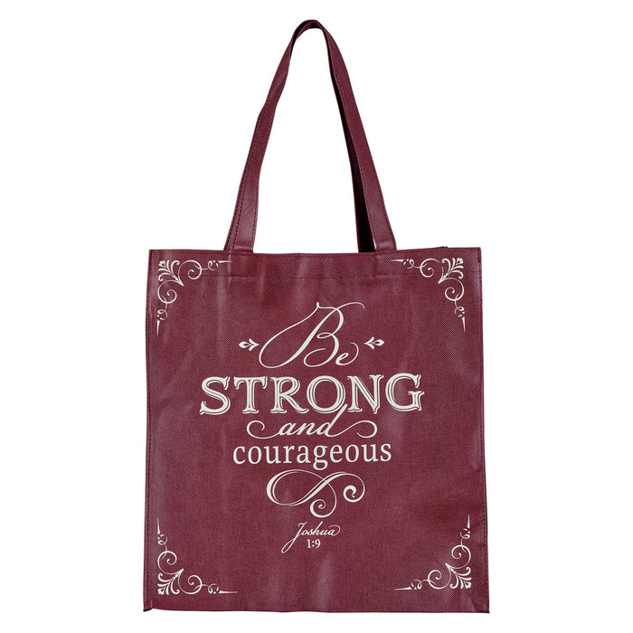 Tote Bag - Strong and Courageous Topas Pink Shopping Joshua 1:9
